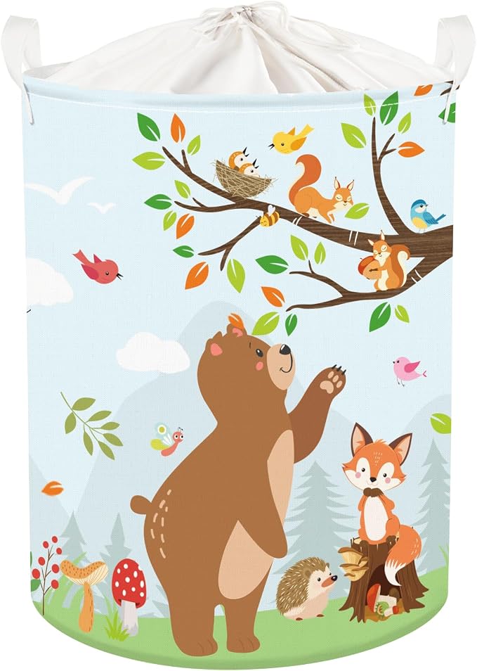 Forest Animals Laundry Hamper Woodland Tree Large Storage Basket Parents by HUUMONSS