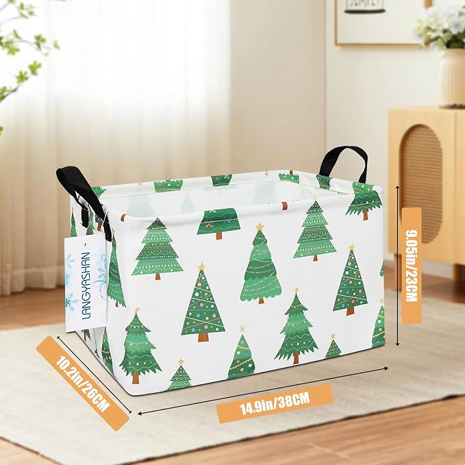 LANGYASHAN Rectangular Storage Bin Collapse Canvas Fabric Cartoon Storage Basket - Image 2