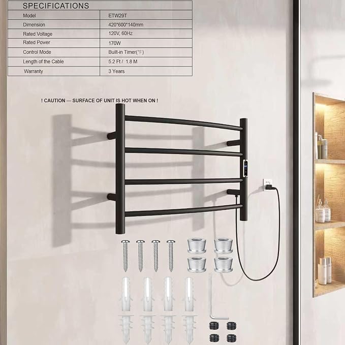 Electric Towel Warmer with Built-in Timer - Image 7