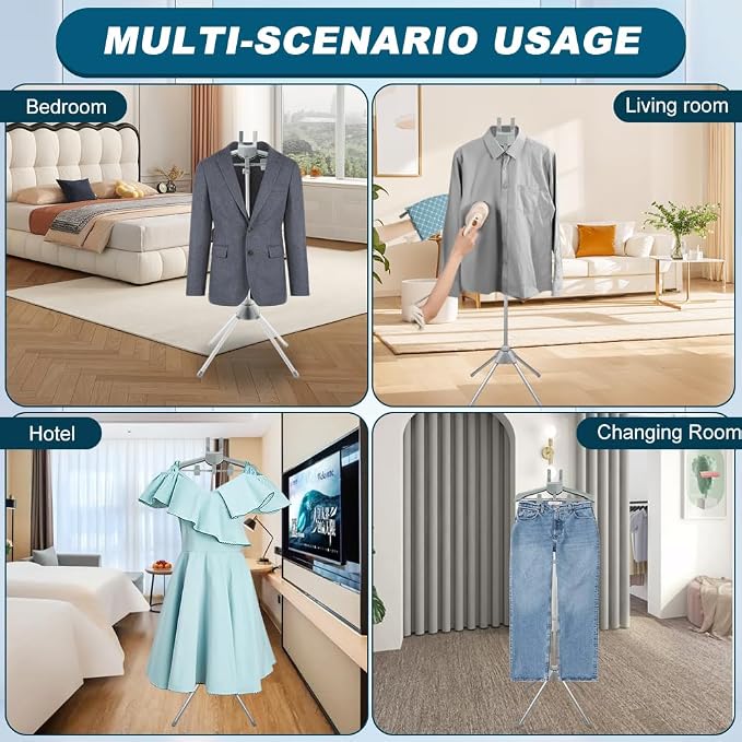 Steamer Hanger Stand with Adjustable Height, Portable Steamer Rack with - Image 7