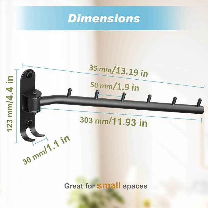 Alise Wall Mounted Drying Rack, Swivel Clothes Drying Rack Stainless Steel - Image 6