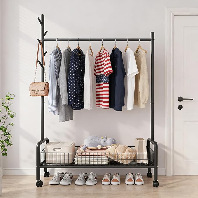 Clothes Rack with Storage Shelves, Heavy by Unknown