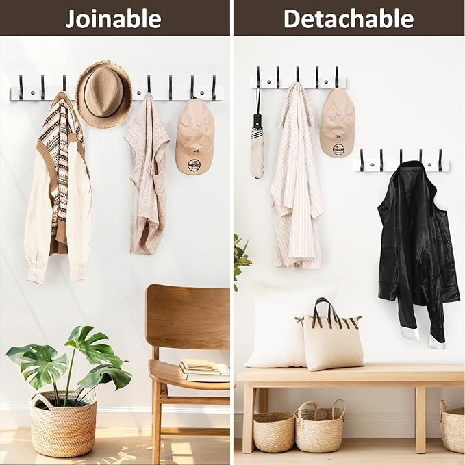 Coat Rack Wall Mount, 16.5 Inches Wood Coat Hooks Wall Mount, Wall Coat Rack - Image 6