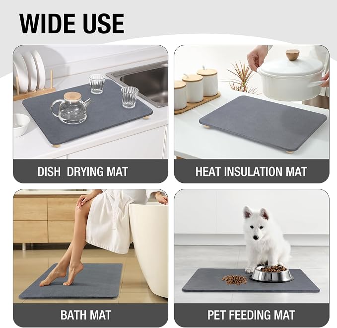 Stone Dish Drying Mat for Kitchen Counter, Heat Resistant - Image 7