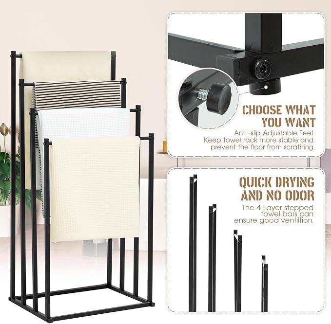 Suzile 4 Tier H Freestanding Towel Rack - Image 3