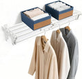 Steel Closet Shelf with Hanging Rod, Back Wall & Side Wall Mounted, 52-95'' by Vrietina