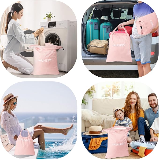 2 Pack Travel Laundry Bag, Nylon Washing Bags - Image 5