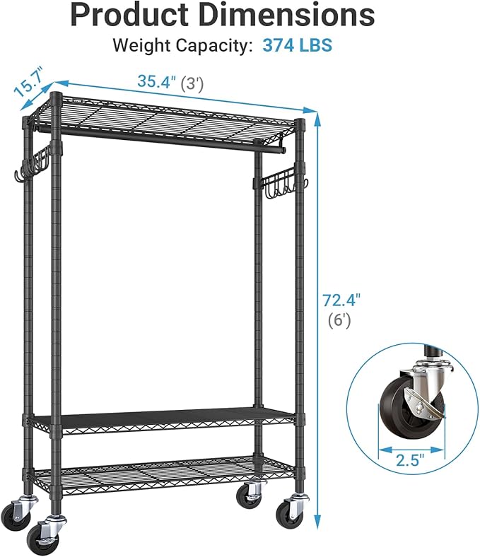 VIPEK R3C Rolling Clothes Rack - Image 5