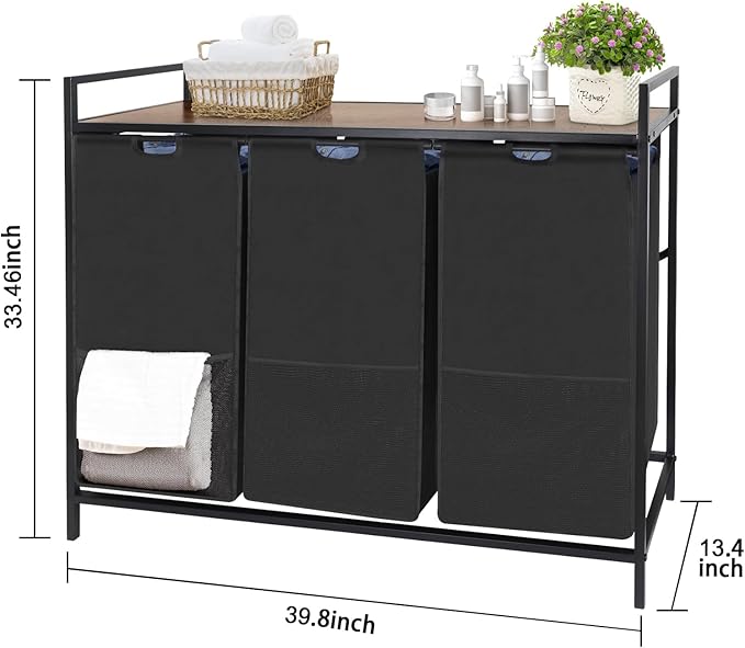 Extra Large Laundry Hamper, Laundry Hamper 3 Section - 210L Capacity - Image 5