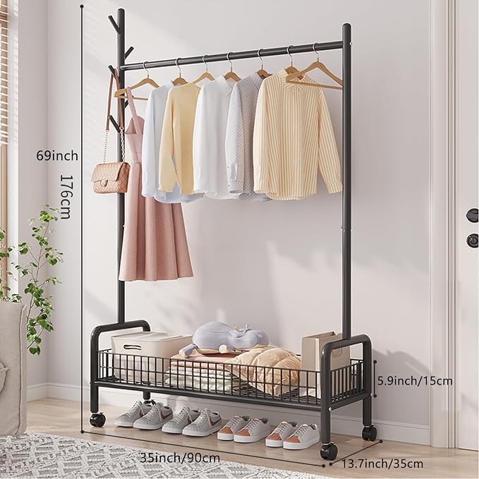 Clothes Rack with Storage Shelves, Heavy - Image 5