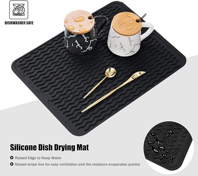 Large 14" x 11" Silicone Dish Drying Mat - Image 4