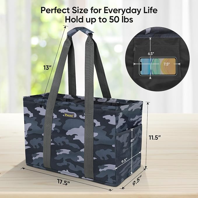 BALEINE Soft 9 Gallon Extra Large Utility Tote, Foldable Reusable Storage Bag - Image 4