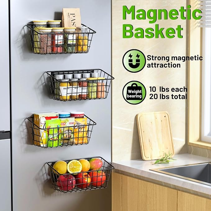 Magnetic Shelf for Fridge, 2 Pack Seasoning Organizer - Image 2