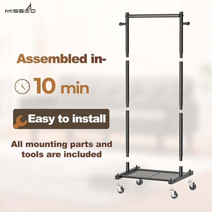 MISSLO Small Clothing Racks for Hanging Clothes 45" Short Clothes Rack - Image 7