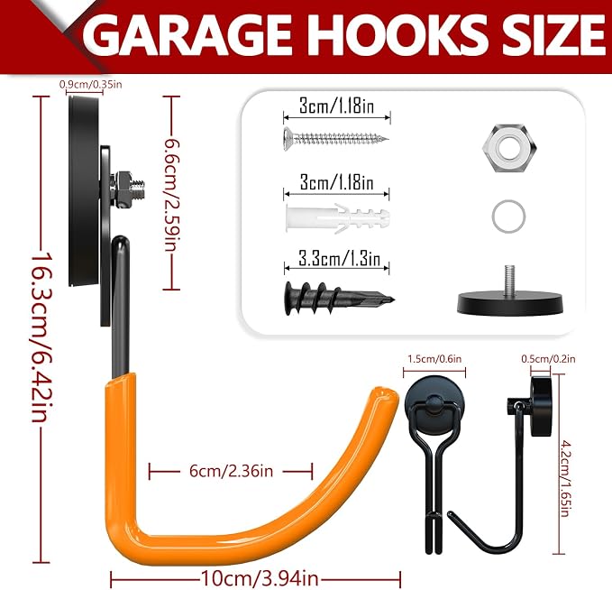 3-H Heavy Duty Magnet Garage Hooks 4 Pack, J Shape Strong Magnetic Hooks - Image 2