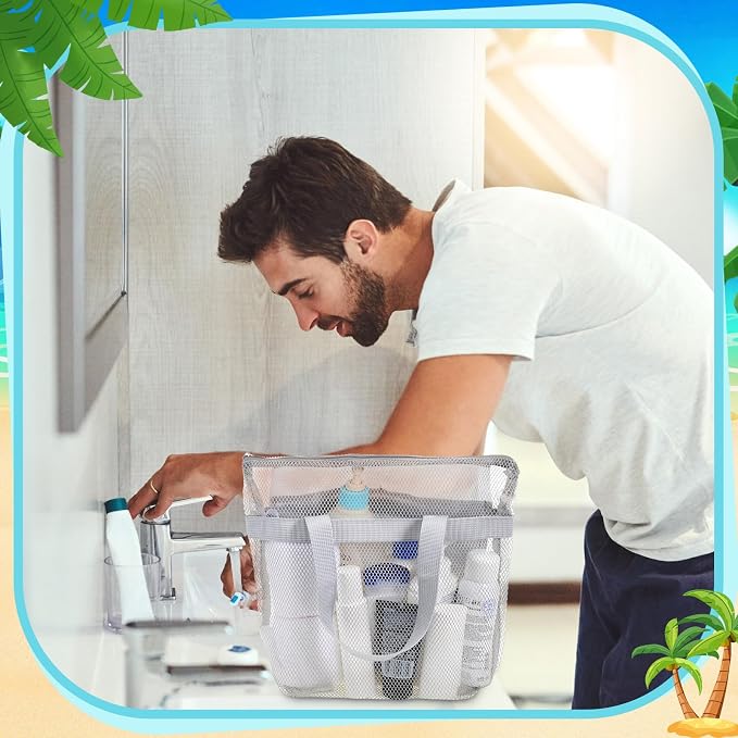 6 Pcs Mesh Shower Caddy Bag Portable Shower Bag - Image 4