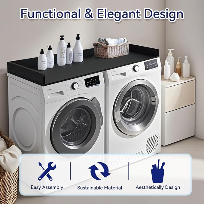Washer Dryer Countertop, 27.5" x 54" Bamboo Laundry Tabletop, Waterproof Surface - Image 3