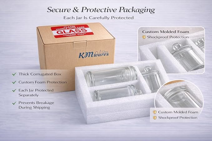 KMWARES 3PCs Set Small Mini Clear Glass Premium Quality Apothecary - Image 8