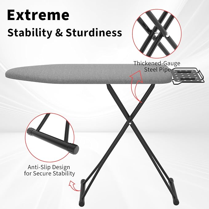 Ironing Board with Porous Iron Rest, 7 Adjustable Heights, 3-Layer - Image 6