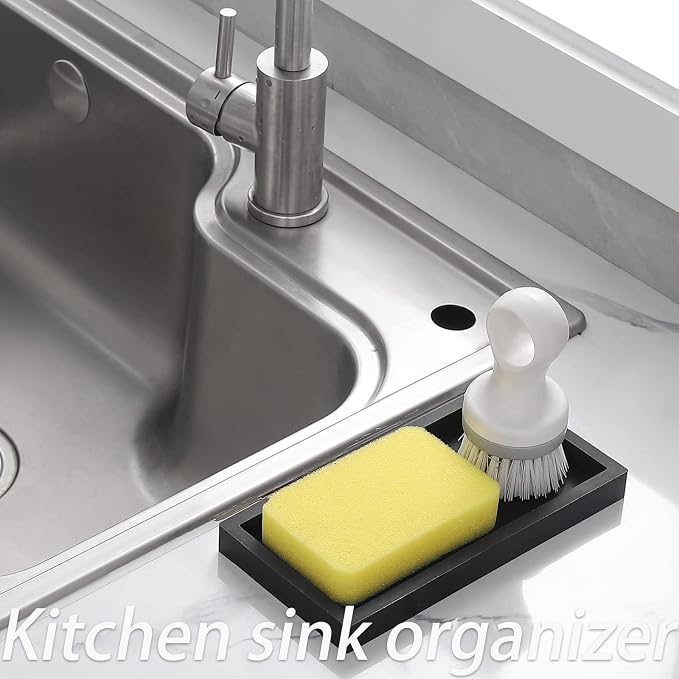 Small Silicone Bathroom Vanity Tray Rectangle Soap and Sponge Holder Kitchen - Image 9