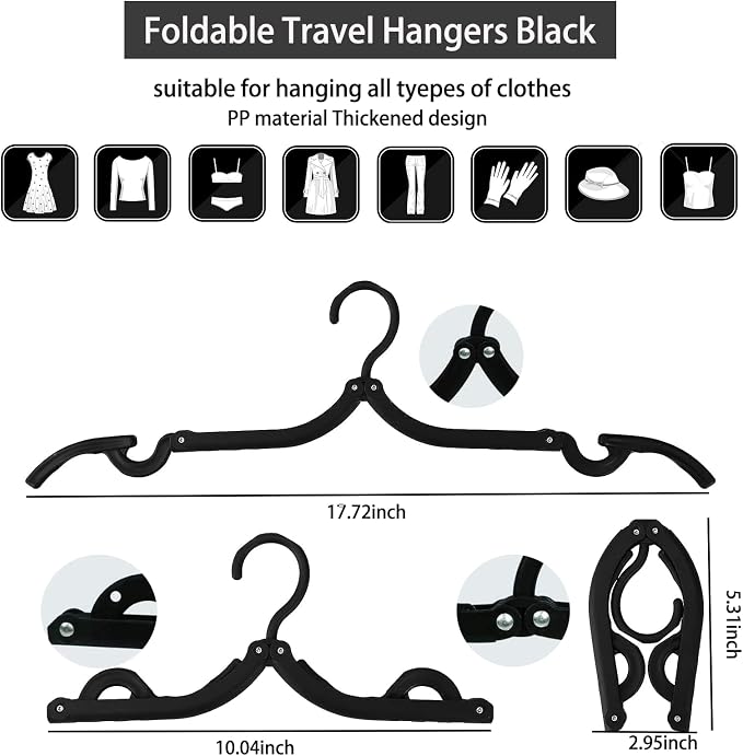 12PCS Travel Folding Hangers Portable Clothes Hangers Multifunctional Foldable - Image 5
