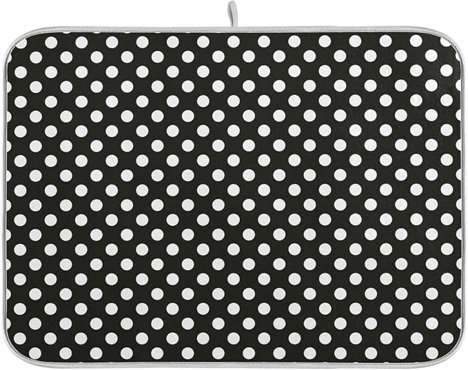 Sweet Cute Polka Dot Absorbent Dish Drying Mat, 16 Inch x 18 Inch Microfiber by Unknown