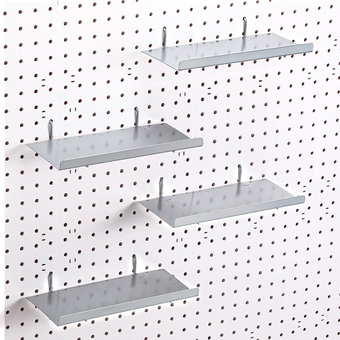 4 Pcs Pegboard Shelves Wall Organizer Brackets Pegboard Steel Tray Accessories - Image 3