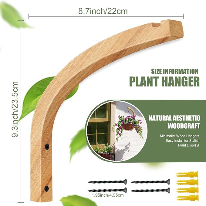 Wooden Plant Hanger, Plant Hooks - Image 3