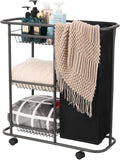 Rolling Laundry Cart with Wheels: 3-Tier Laundry Caddy Between Washer and Dryer by Lucalda