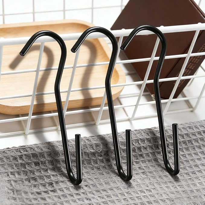 12 Pack 90 Degree Twist Angled Hooks, Heavy Duty Black Pot Rack Hooks Pot - Image 3