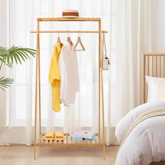 Bamboo Clothing Garment Rack - Image 7