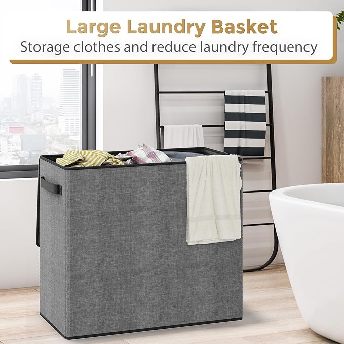 180L Laundry Hamper 3 Section, Large Laundry Hamper - Image 3