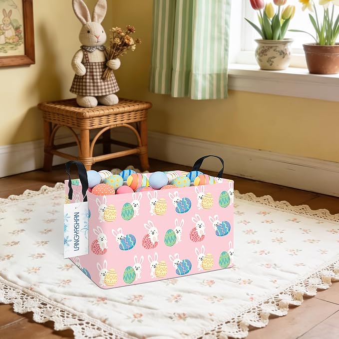 LANGYASHAN Rectangular Storage Bin Collapse Canvas Fabric Cartoon Storage Basket - Image 7