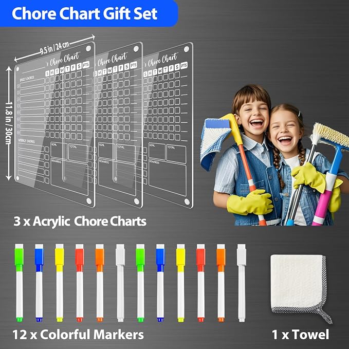 PigPotParty 3 Pack Acrylic Magnetic Kids Chore Chart - Image 8