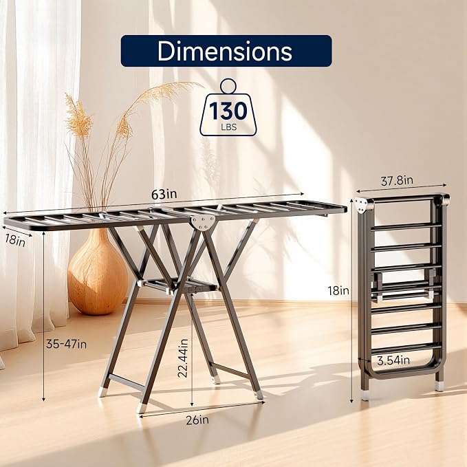 MIKEE Clothes Drying Rack, Foldable Laundry Drying Rack - Image 2