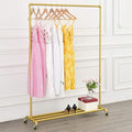 BOSURU Rolling Gold Clothing Racks on Wheels, Retail Display Industrial Pipe by BOSURU