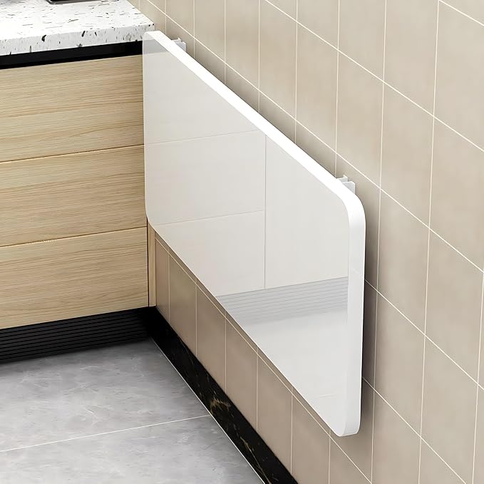 Laundry Floating Folding Table, Wood Wall Mounted Table, Bracket Heavy Duty by TOLBCLOH