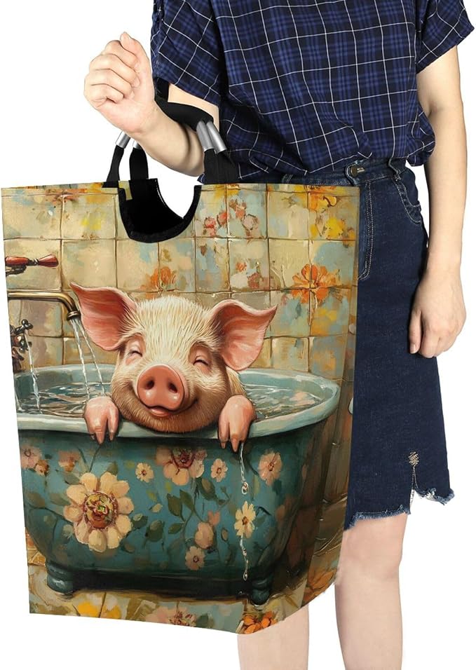 Sweet Pet Pig Retro Bathtub laundry baskets, collapsable and waterproof laundry - Image 7