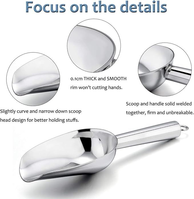 Mini Scoop Set of 8, E-far 3 Ounce Stainless Steel Scoops - Image 3