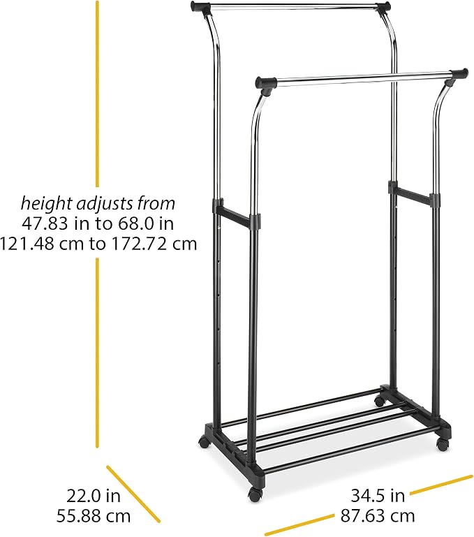 Whitmor Heavy Duty Adjustable Garment Rack-Rolling Clothes Organizer - Image 3