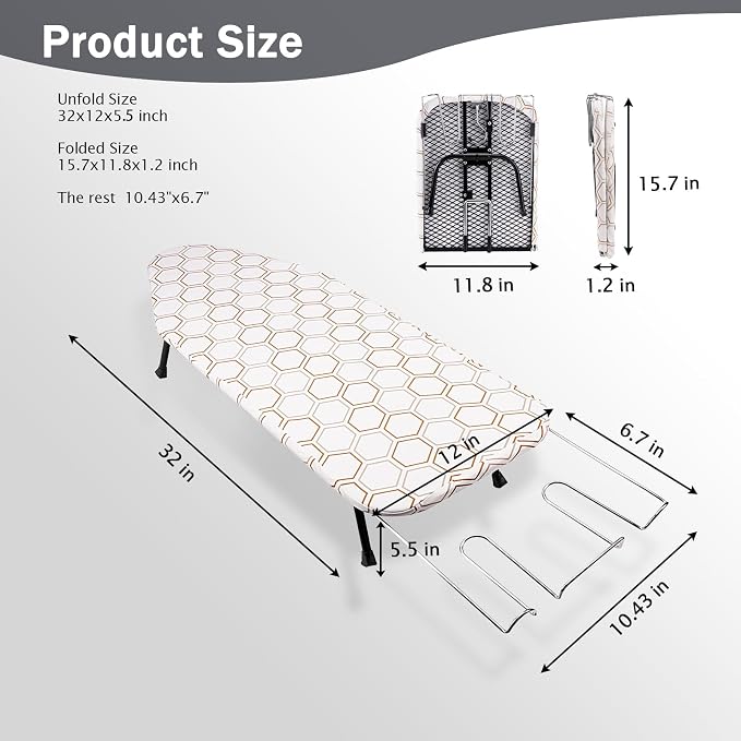 SheeChung Small Tabletop Ironing Board 32" Lx12 W, Folding Ironing Board - Image 2