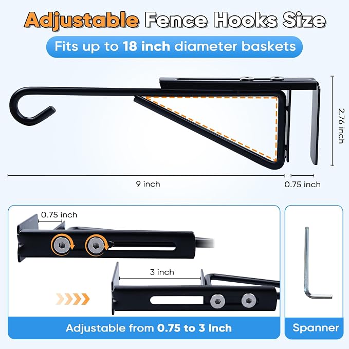Adjustable Vinyl Fence Hooks Fit Fence Widths 0.75-3 Inch, Heavy Duty Vinyl - Image 2