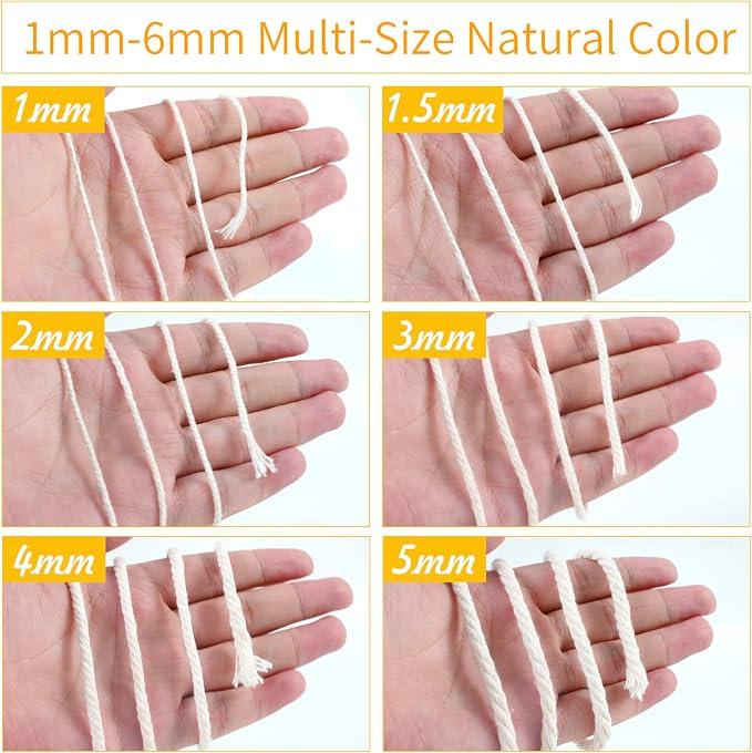 Beige 1.5mm Macrame Cord, 437 Yards, Natural Cotton, Craft String - Image 3