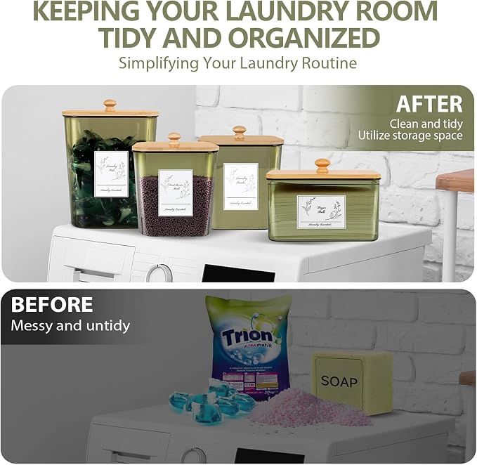 8 Pack Laundry Powder Container & Dryer Sheet Holder, Plastic Square Laundry - Image 7