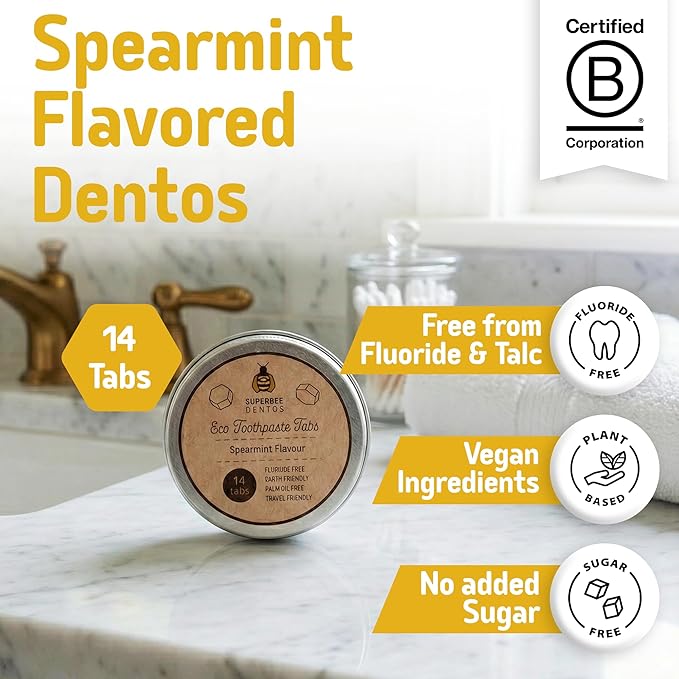 SuperBee Dentos Toothpaste Tablets, 14 Tabs, Fluoride Free & Eco Friendly - Image 2
