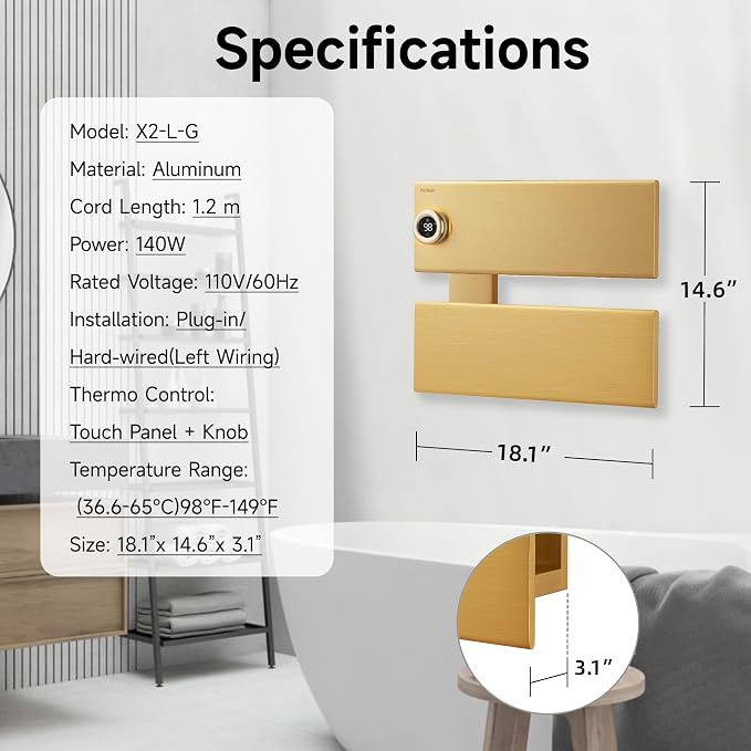 P&Dlusir Towel Warmer, Heated Towel Rack - Image 6