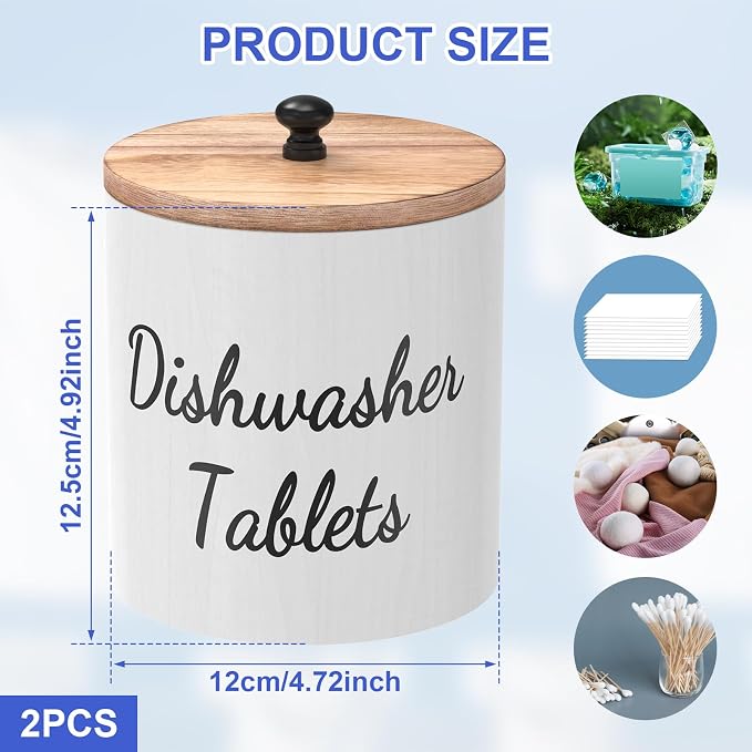 2Pcs Wooden Laundry Pod Container - Image 2