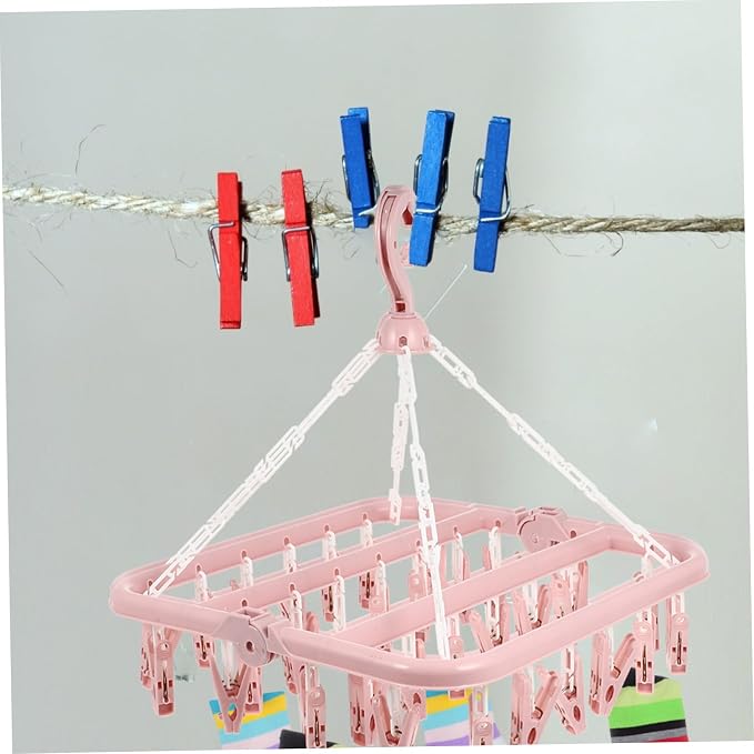 Foldable Drying Rack with Clips Space-Saving Plastic Clip Laundry Hanger - Image 4