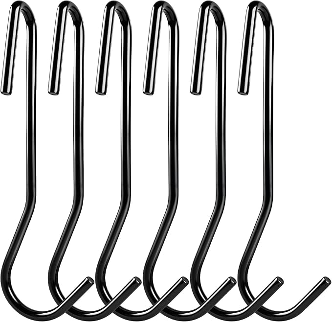 12 Pack 90 Degree Twist Angled Hooks, Heavy Duty Black Pot Rack Hooks Pot by ESFUN