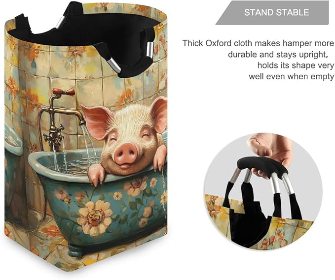 Sweet Pet Pig Retro Bathtub laundry baskets, collapsable and waterproof laundry - Image 3